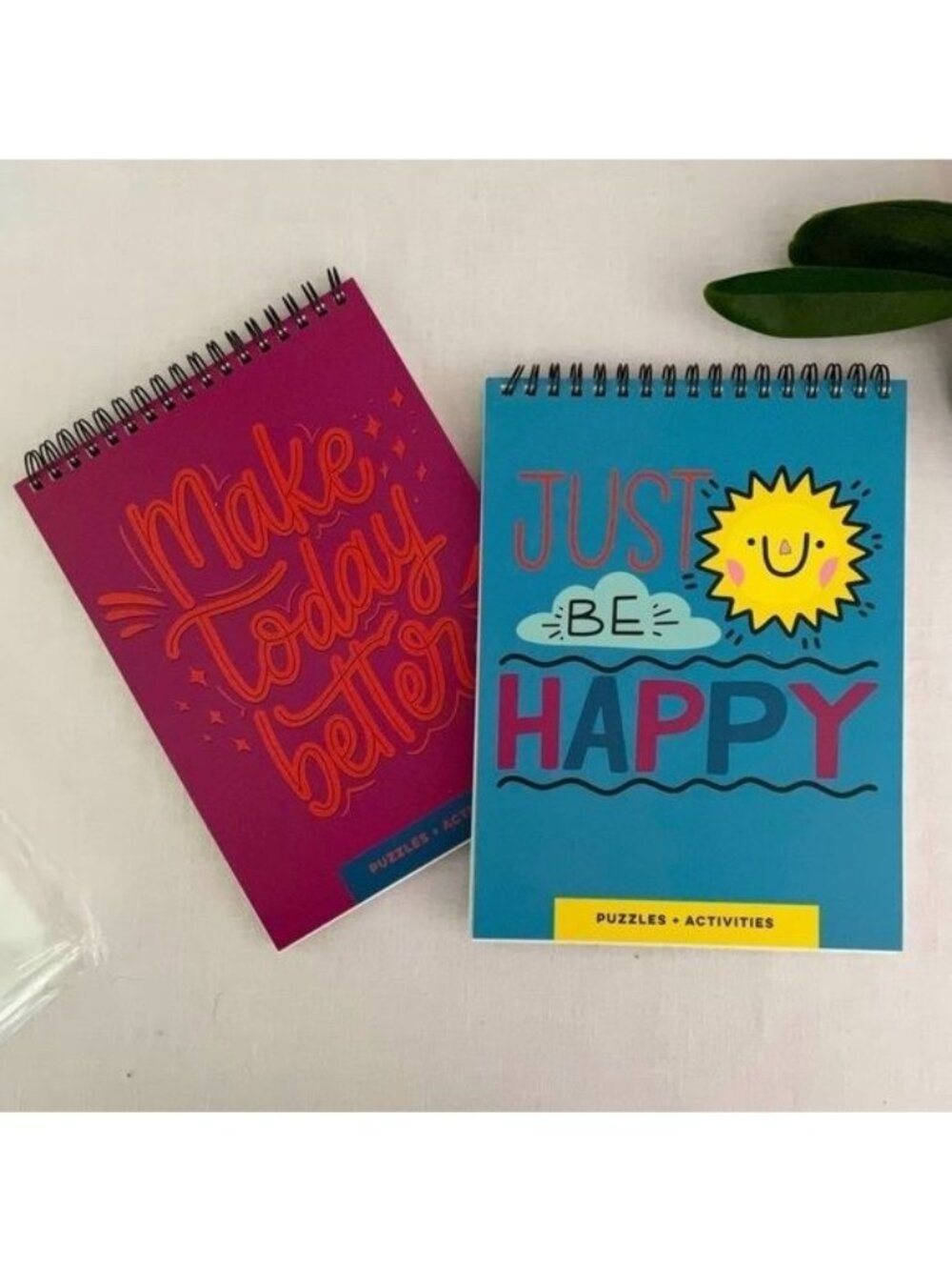 Just Be Happy Activity Books Set Puzzle Journal Coloring Spiral Bound New
